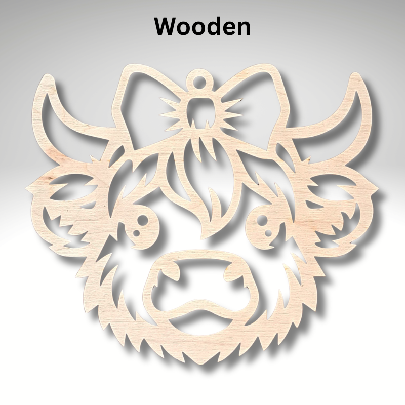 Wooden Highland Cow Suncatcher