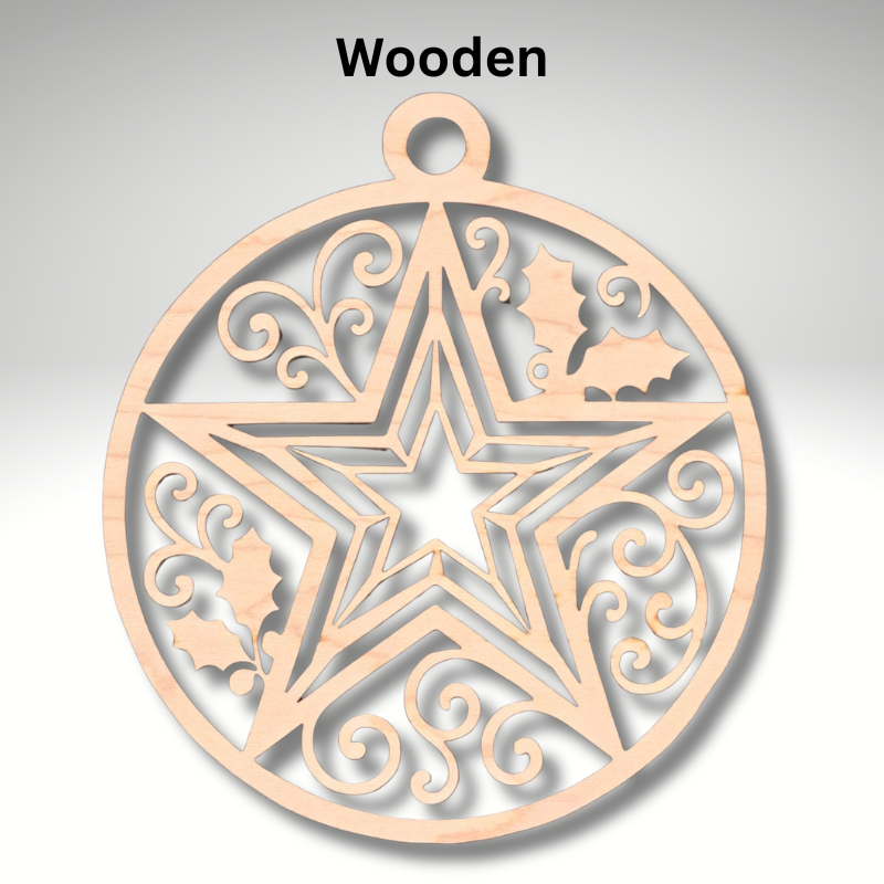 Wooden Star Bauble Suncatcher