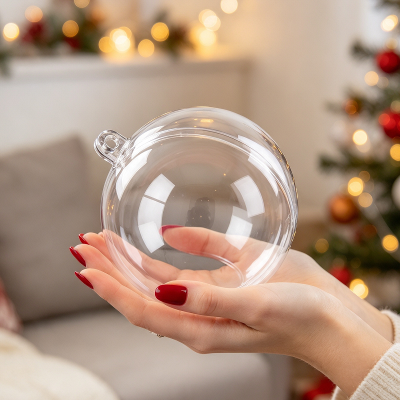 10cm Clear Fillable Baubles Plastic Christmas Tree Decoration Round